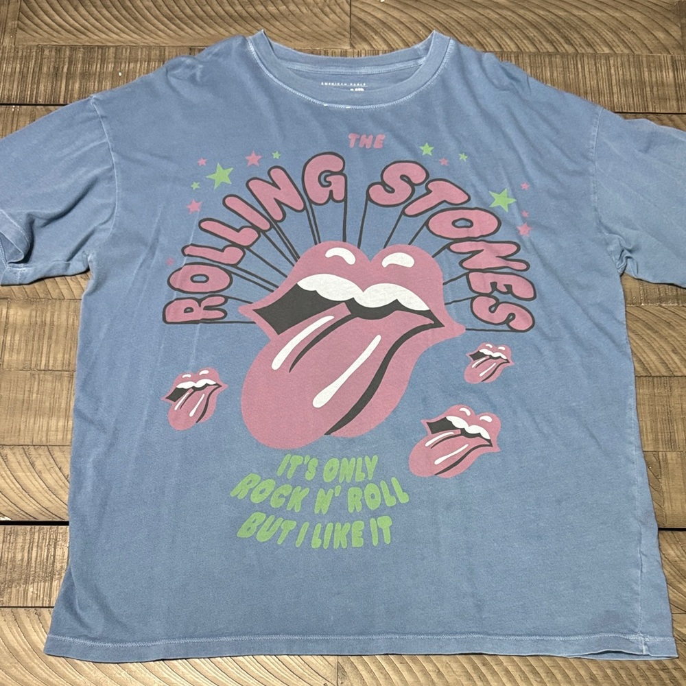 American Eagle Outfitters Blue Rolling Stones Band Tee